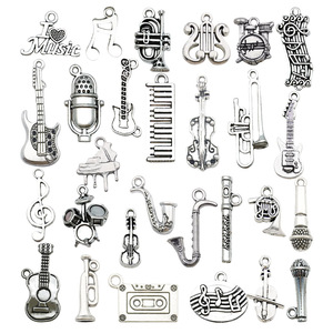 Antique Silver Musical Instrument Charms 30 Styles For DIY Jewelry Accessories Unisex Everyday Wear - Product Image 5