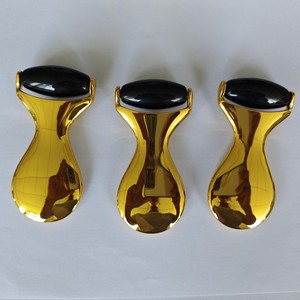 Rouleau de jade pour le visage, manche en alliage de zinc, obsidienne noire, quartz rose, Guasha - Product Image 3