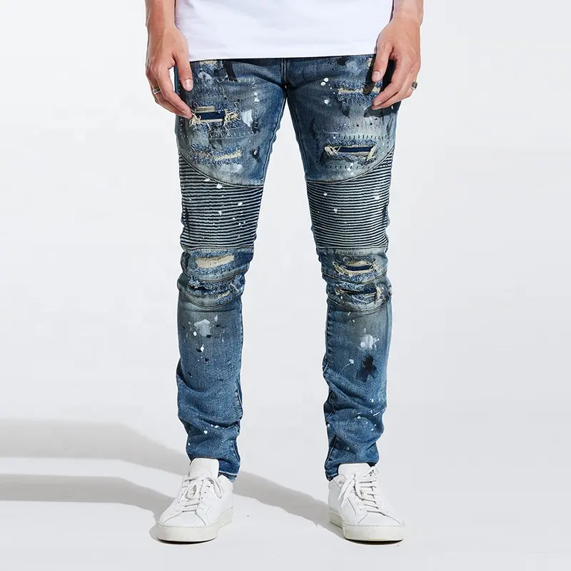 Jingyuege — Jean Style personnalisé de haute qualité pour homme, Jean de motard déchiré, tendance, Denim