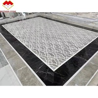 Plancher de hall d'entrée personnalisé motif pierre de granit conception de jet d'eau médaillon en marbre jet d'eau pierre de marbre naturel