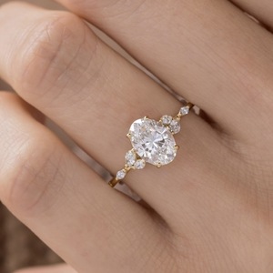 Bague de fiançailles personnalisée en or massif certifiée GIA IGI, sertie d'un diamant CVD cultivé en laboratoire, 1, 2 ou 3 carats, bijoux pour femmes, bague de laboratoire - Product Image 2
