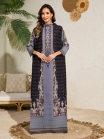 Abaya élégante et modeste pour femmes, Eid Dubaï, style islamique, imprimé plissé, cardigan ouvert élégant, robes longues musulmanes pour femmes, Ramadan