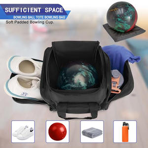 Sac de transport pour une seule balle de sport, convient à une seule paire de chaussures de bowling jusqu'à la taille 14 pour homme, sac de bowling avec support rembourré pour la balle - Product Image 3