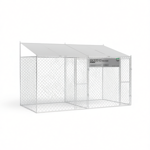 Dog Cage 157.48 X 78.74 X 101.57 In With Roof Outdoor Pet Housing Steel Wire <b>Frame</b> Lockable Galvanized - Product Image 1
