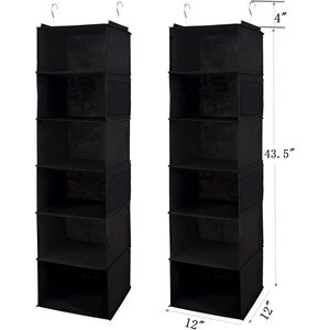 6 Shelves Hanging Closet Organizer 1 Pack With 4 Side Pockets For Clothes <b>Shoes</b> <b>Storage</b> Behind Doors On Walls Hook Type Non - Product Image 3