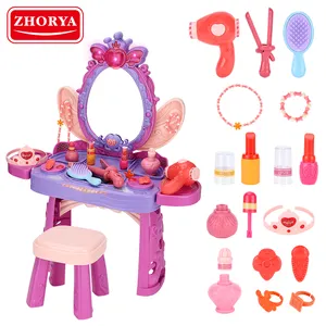 Zhanya House play Flshion女孩美容化妆套装塑料儿童化妆玩具梳妆台桌玩具