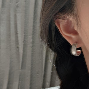 Vintage Style S925 Pure <b>Silver</b> Brushed Curved Earrings Light Luxury C-Shaped with Niche Design Simple Fashionable <b>Chandelier</b> - Product Image 1