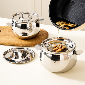 Recipiente de acero inoxidable 316 para almacenamiento de aceite con filtro, contenedor de manteca de cocina con doble asa, a prueba de fugas y apto para lavavajillas - Product Image 3