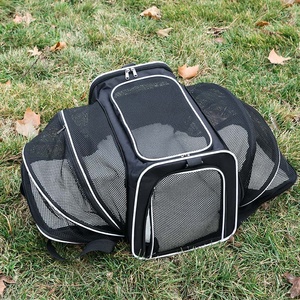 Mesh <b>Pet</b> <b>Carrier</b> Backpack with Breathable Design for Outdoor Use, Black and Red, Nylon Material, Fashion Style - Product Image 6