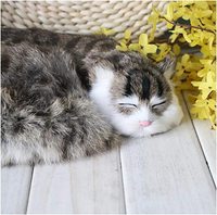Jouet en peluche chaton chat de simulation doux et câlin, chaton qui ronronne, chat tigré, jouet pour cadeau