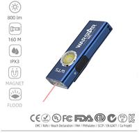 Mini lampe torche porte-clés avec alarme, double interrupteur, torche de poche avec laser rouge, lumière UV, aimant, rechargeable, lumière EDC pour les situations d'urgence