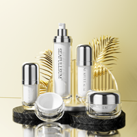 Ensemble d'Emballages Cosmétiques Luxe en Plastique Argenté et Acrylique : Conteneurs à Lotion et Pots Airless 30-120ml 50g 30g