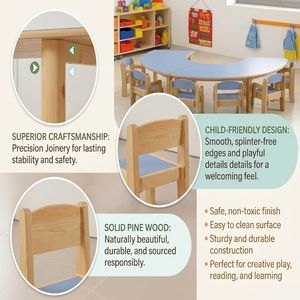 Mobiliario Montessori para Jardín <span class=keywords><strong>de</strong></span> Infantes: Juego <span class=keywords><strong>de</strong></span> Mesa y Silla <span class=keywords><strong>de</strong></span> Madera para Preescolar, Guardería y Aula Infantil, Escritorio para Aprendizaje Temprano - Product Image 3