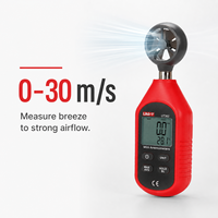 Anémomètre numérique portable UNI-T Ut363, mesure de la vitesse du vent, testeur de température, affichage LCD, débit d'air, résolution 0,1 m/s, 0,5