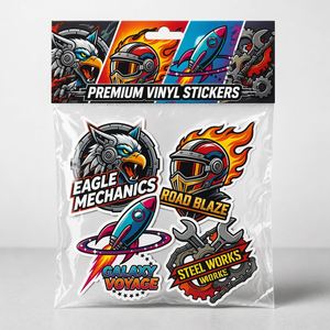 FX Die Cut Sticker Packs Cartoon Design Weatherproof PVC <b>Vinyl</b> Customized Packaging Sticker Packs With Header Card Opp Bag - Product Image 3