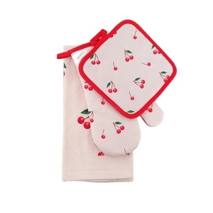 Bộ Găng Tay Nhà Bếp Vải Cotton Thiết Kế Hoa - Product Image 3