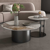 Table basse ronde en métal, style nordique, pour salon, table d'appoint de luxe en marbre doré, mobilier moderne
