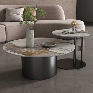 Tavolino da Caffè in Metallo, Set di Mobili Nordici, <span class=keywords><strong>Tavolo</strong></span> <span class=keywords><strong>Rotondo</strong></span> da Salotto, Tavolino d'Appoggio Dorato di Lusso con Piano in <span class=keywords><strong>Marmo</strong></span>, Tavoli da Caffè Moderni per Soggiorno - Product Image 1