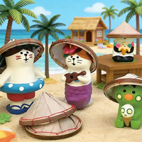 Figurines en résine de style japonais, thème Fée Chat d'été, faites à la main, miniatures, pour photographie, décoration maison, voiture, bureau