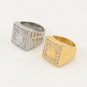 灵感珠宝专业供应商定制男士镀金银碳硅石不锈钢戒指