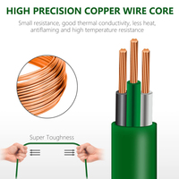 Rallonge extérieure 3 prises en ligne 18/3 AWG SJT US NEMA verte pour aménagement paysager et décorations de fêtes, avec mise à la terre ETL