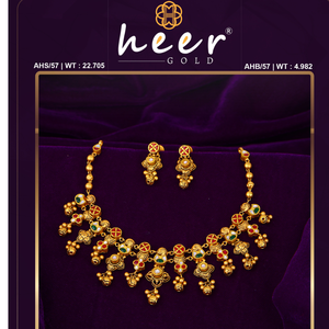Ensemble de colliers traditionnels en or avec un motif floral en émail coloré, bijoux ethniques faits à la main pour les mariages et les occasions festives. - Product Image 2
