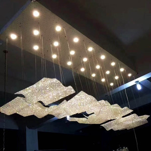 <span class=keywords><strong>Lampadario</strong></span> di grandi dimensioni con perline di cristallo a forma di <span class=keywords><strong>nuvola</strong></span> di illuminazione a sospensione in cristallo personalizzato per soffitto alto del <span class=keywords><strong>lampadario</strong></span> dell'hotel della Hall della Villa - Product Image 3