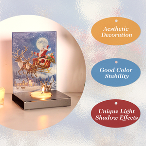 Custom Santa Claus Reindeer Sleigh Rectangle <b>Tea</b> <b>Light</b> Holder Durable High Quality Christmas Home Decoration Memorial - Product Image 5