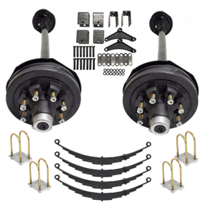 Kit d'essieu de remorque 7K 7000lbs à 8 goujons avec ressorts à double œil et suspension à bras oscillant à rouleaux - Product Image 1