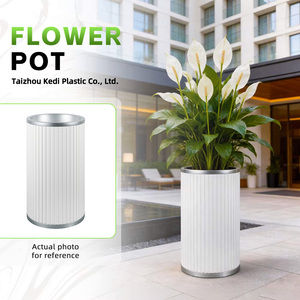 Pots de fleurs rectangulaires sur pied en plastique blanc moderne, grands et personnalisés, pour décoration d'hôtel, pour plantes d'extérieur - Product Image 1