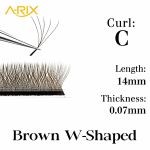 Extensions de cils A-RIX marron en forme de W, 3D 4D 5D, en cheveux synthétiques faits à la main, plateau de cils naturels et doux pour usage professionnel en salon - Product Image 6