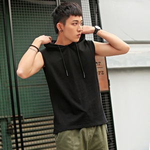 Débardeur à <span class=keywords><strong>capuche</strong></span> sans manches pour <span class=keywords><strong>homme</strong></span>, style décontracté et sportif, coupe épaules tendance, pour l'été, modèle international - Product Image 2