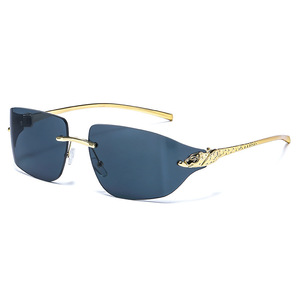 Leopard Frameless <b>Square</b> <b>Sunglasses</b> Gold Metal UV400 Unisex PC Lens Type 3 Sunshades - Product Image 5