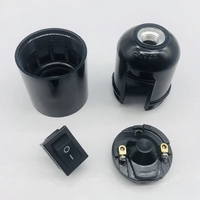 Douille de lampe E27 en bakélite noire avec interrupteur à bascule 250V 4A, base de lampe à visser pour lampes de table