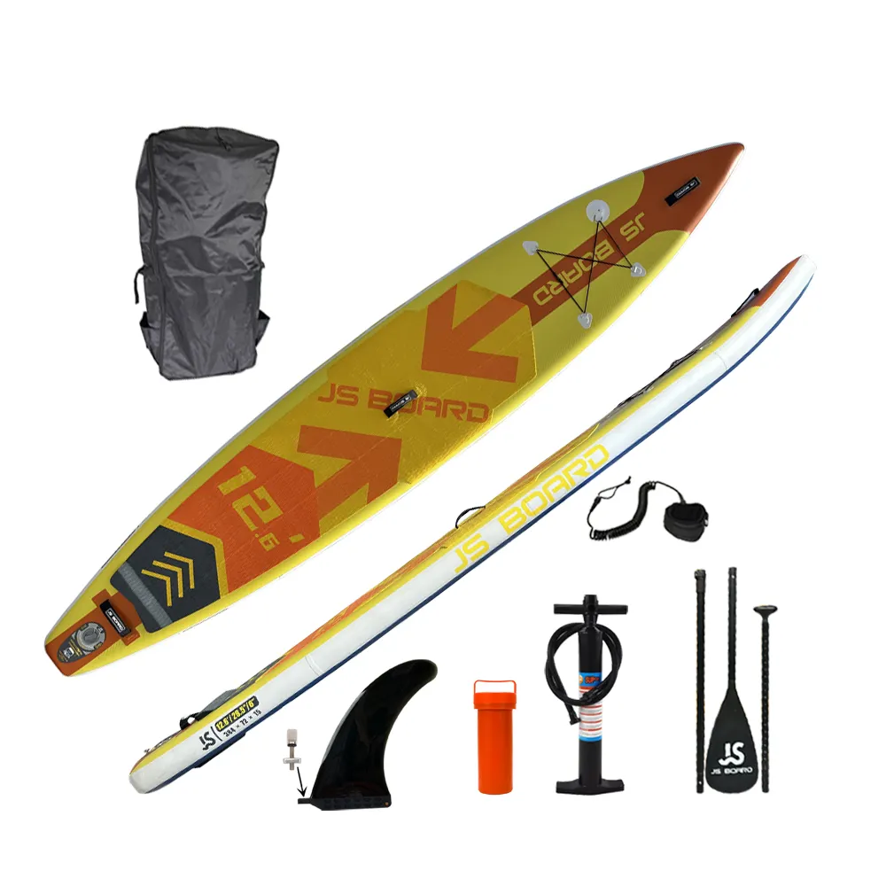 2024 12'6 ''BSCI fabrika özelleştirilmiş Custom Made sörf tahtası sörf SUP yarış şişme Stand up en İyi anma kürek kurulu