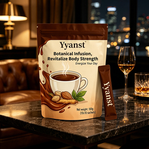 Café instantané à l'extrait botanique de ginseng naturel 10g*10 sachets, boisson pure et brute à base de plantes, sachet refermable Brown Splash - Product Image 3