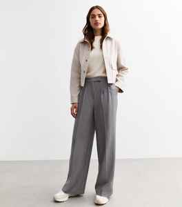Pantalon décontracté plissé sur le devant pour femme, taille haute, coupe droite, respirant, écologique, en nylon/coton, grandes tailles, idéal pour l'été - Product Image 1