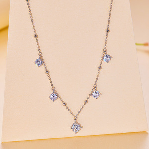 925 sterling Silver Bead chuỗi Choker Vòng cổ sang trọng vvs moissanite đồ trang sức 6.5 mét 1CT Kim Cương Vòng cổ cho phụ nữ - Product Image 4