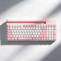Nuevo Diseño, Teclado Inalámbrico de Oficina y Negocios de Modo Dual Recargable, 98 Teclas, 2.4G, BT1, BT2, BT3, con Ranura para Tarjeta, para PC y Portátil