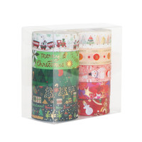 Lot de 10 rouleaux de ruban adhésif washi acrylique double face motif bonhomme de neige de Noël, estampillé or, pour journal décoratif DIY
