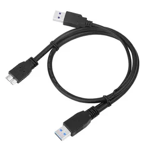 Kabel Data daya USB 3.0 ganda 1,5 kaki Male ke mikro B Y Hard Disk seluler