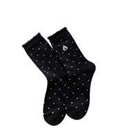 Vente en gros de nouvelles chaussettes pour femmes en dentelle à bulles mignonne, broderie de chiot, Dui Dui, coton, tube moyen long, automne et hiver