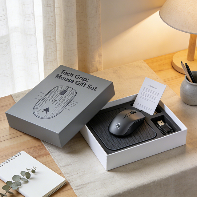 Recyclable Rigid Grey Board Customizable Mouse & Keyboard Gift Box with Custom Logo/Graphic Design and Matt Lamination