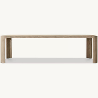 Table à manger rectangulaire RH Sedona en teck massif avec grain naturel et pieds à panneaux larges, ensemble de salle à manger moderne pour patio extérieur