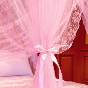 黄色聚酯网高密度豪华四立金属杆蚊帐床罩 - Product Image 5