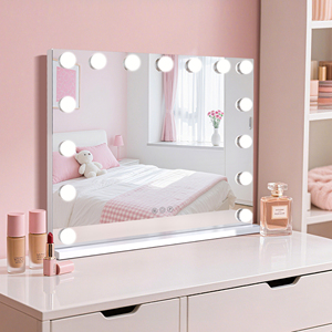 Miroir <span class=keywords><strong>de</strong></span> <span class=keywords><strong>Maquillage</strong></span> <span class=keywords><strong>de</strong></span> Beauté avec 3 Ampoules LED Couleurs Variables, Écran Tactile, Miroir <span class=keywords><strong>de</strong></span> Table, Vente en Gros, Logo Personnalisé, OEM ODM, Métal Chromé - Product Image 4