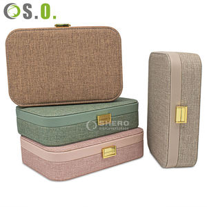 Boîte de rangement portable sur mesure en toile de chanvre pour bijoux, style luxe léger, pour boucles d'oreilles et colliers, organisateur de bijoux en lin - Product Image 3