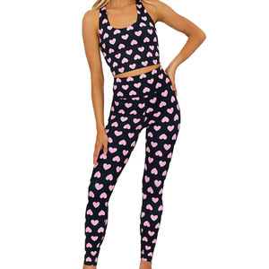 Conjunto Deportivo Sin Costuras para Mujer, <span class=keywords><strong>Body</strong></span> sin Mangas con <span class=keywords><strong>Escote</strong></span> en U, Traje de Yoga con Estampado de Corazón Personalizado para Gimnasio y Fitness - Product Image 1