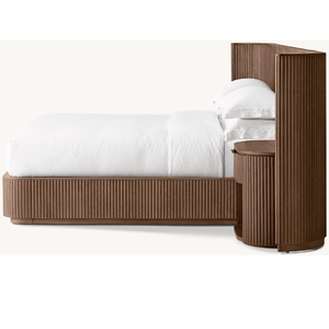 Sang Trọng Đồ Nội Thất Phòng Ngủ Gỗ Sồi Nâu Đầy Đủ Vua Nữ Hoàng Kích Thước Giường Đặt Với Lưu Trữ - Product Image 3