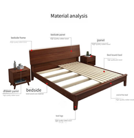 Lit double avec rangement en bois de chêne massif moderne personnalisé modèle Xiangling 321, taille king, meubles de chambre à coucher pour hôtels et appartements